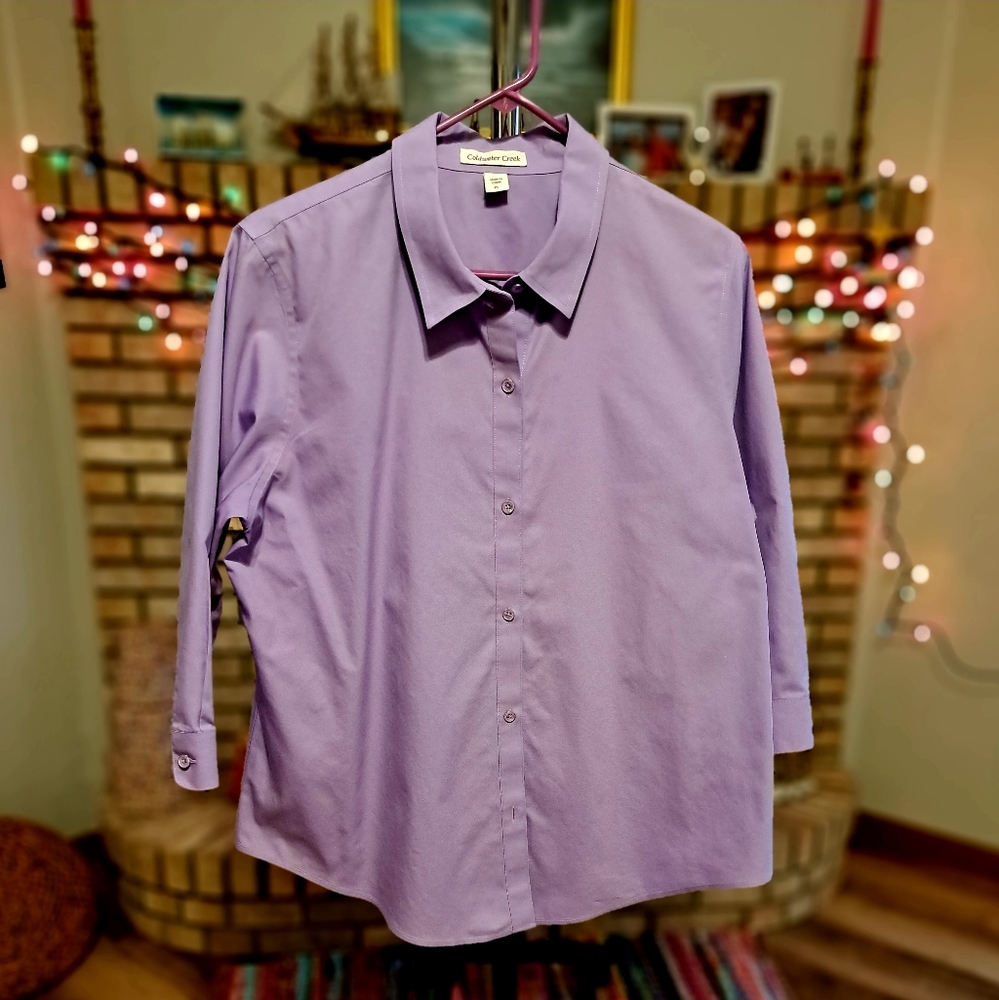 EUC Coldwater Creek No-Iron 3/4 Sleeve Shirt, size PL
